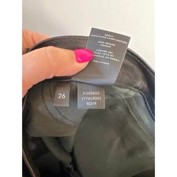 NEW J Brand Coated Super Skinny Ankle Zip Closure Leather Jeans Black Size: 26 - Picture 7 of 8